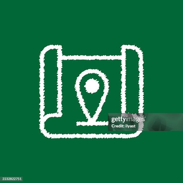 location vector icon drawing on chalkboard - location tracking stock illustrations