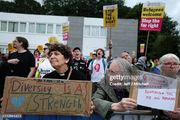 Protest In Falkirk Anti-Racism protesters come out in support of refugees outside the ...