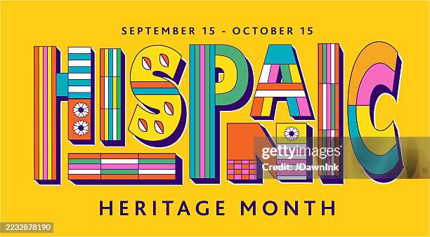 national hispanic heritage month celebration september through october banner design poster with abstract geometric pattern - hispanic heritage month stock illustrations