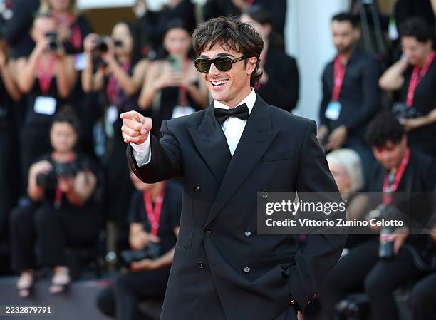 Jacob Elordi attends the "Frankenstein" red carpet during the 82nd Venice International Film Festival on August 30, 2025 in Venice, Italy.
