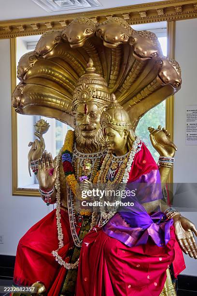 Decorated idols of Sri Lakshmi Narasimha are at a Hindu temple in ...