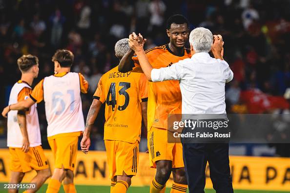 As Roma Coach AS Roma coach Gian Piero Gasperini celebrates the victory after the ...