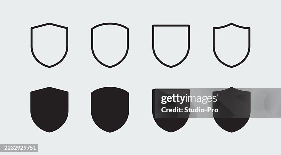 Shield guard icon line design Shield guard icon line design