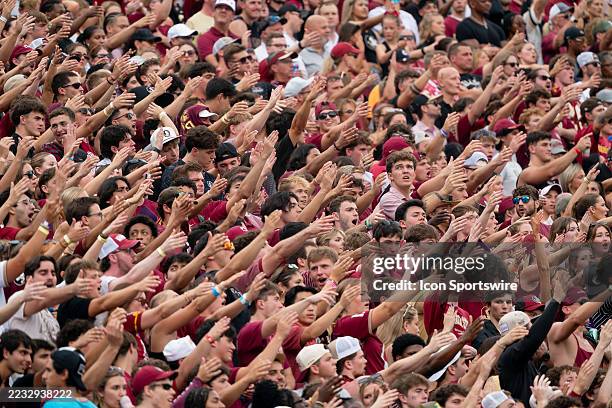 Florida State Seminoles fans perform the chop during a college football game between the Alabama Crimson Tide and the Florida State Seminoles on...