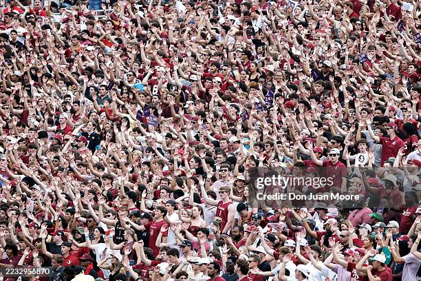 General view of the Florida State Seminoles Student selection doing the tom-a-hawk during the first half of the game against the Alabama Crimson Tide...