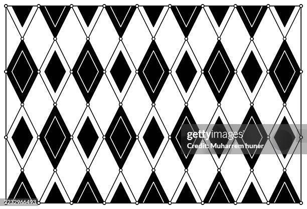 seamless black and white diamond geometric pattern background - diamond pattern stock illustrations