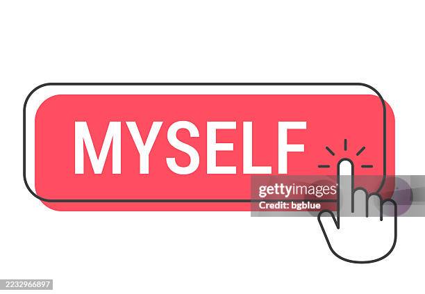 myself - click button with hand cursor on white background - pointer finger on white stock illustrations