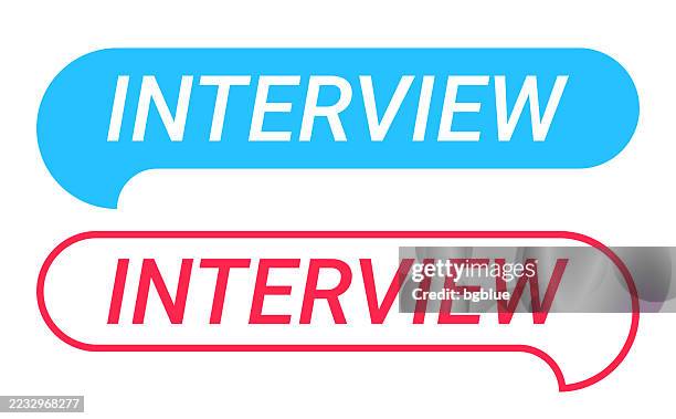 interview - blue and red speech bubble on white background - online interview stock illustrations