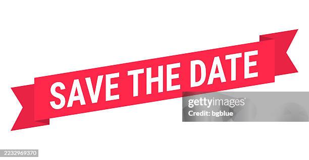 save the date - red banner on white background - making a reservation stock illustrations