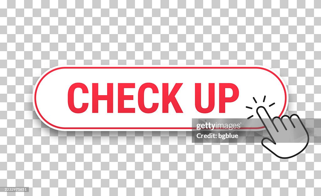 Check Up 3d Click Web Button With Hand Cursor On Blank Background High ...