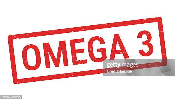omega 3 - red rubber stamp on white background - acid texture stock illustrations