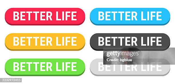 better life - colorful 3d click web buttons on blank background - restart button stock illustrations