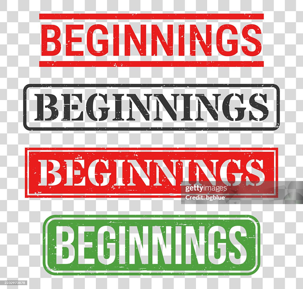 Beginnings - Rubber stamp set on blank background