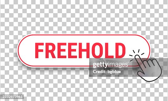 Freehold - 3D click web button with hand cursor on blank background Freehold - 3D click web button with hand cursor on blank background