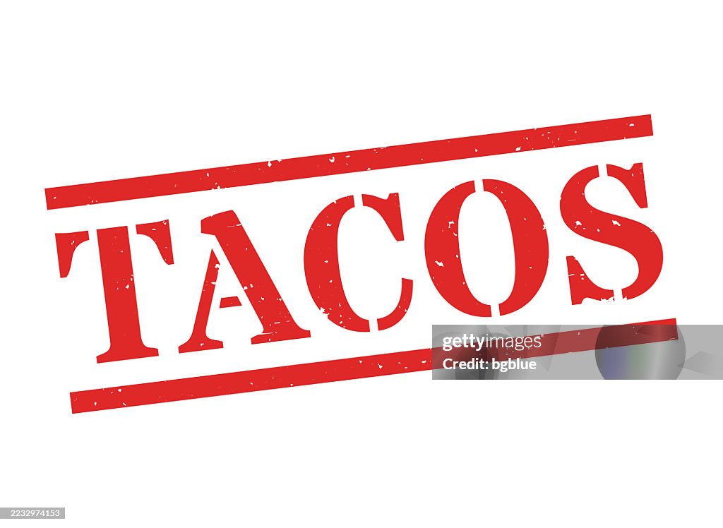 Tacos - Red rubber stamp on blank background