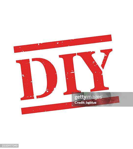 diy - do it yourself - red rubber stamp on blank background - diy project stock illustrations