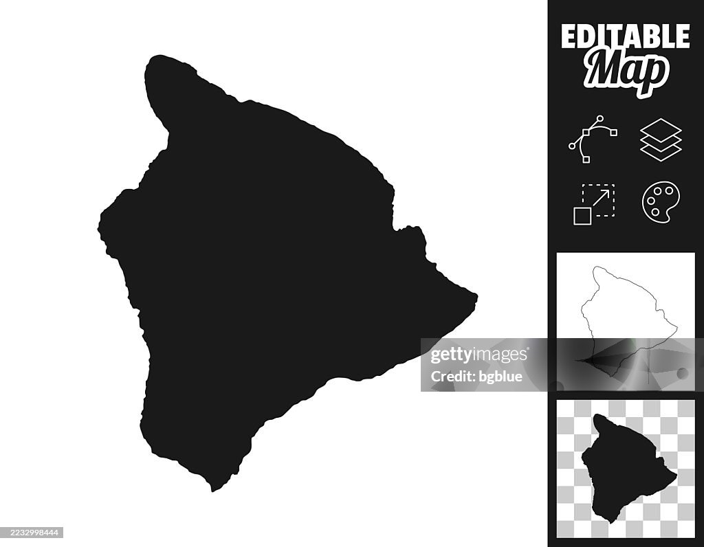 Hawaii County, Hawaii maps for design. Easily editable