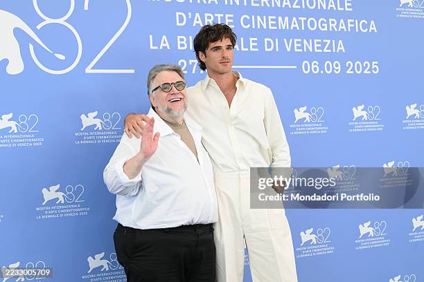 Mexican director and screenwriter Guillermo del Toro and Australian actor Jacob Elordi at the 82 Venice International Film Festival 2025....