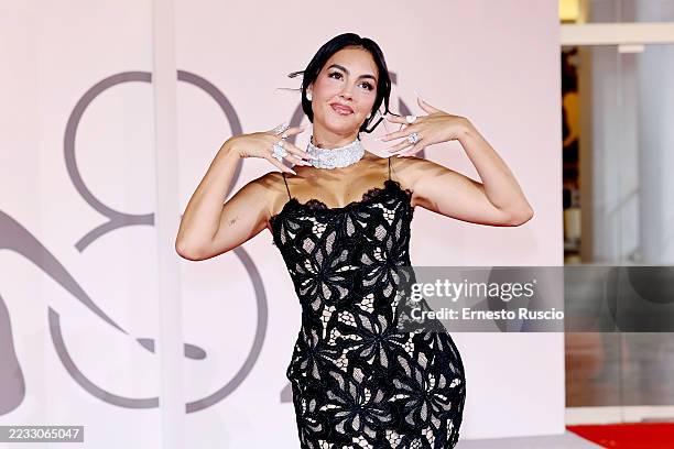 Georgina Rodriguez attends the Filming Italy Venice Award photocall during the 82nd Venice International Film Festival on August 31, 2025 in Venice,...