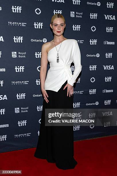 Actress Elle Fanning attends the premiere of "Sentimental Value" at the Princess of Whales theater during the Toronto International Film Festival in...