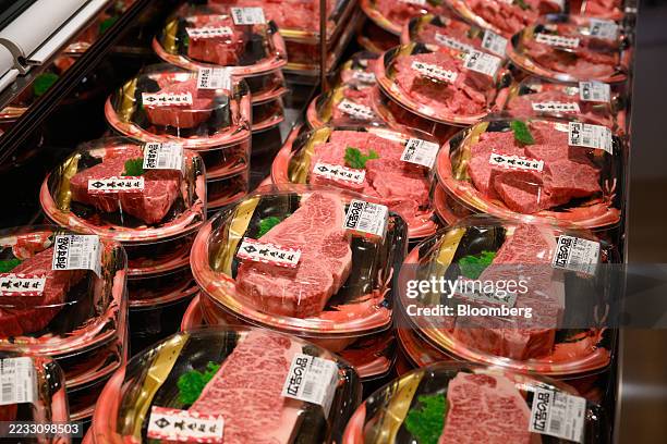 Packaged beef steak displayed for sale at a York Foods supermarket store in Tokyo, Japan, on Wednesday, Sept. 3, 2025. The Boston-based Bain Capital...