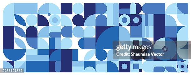 ilustrações de stock, clip art, desenhos animados e ícones de multicolored geometric shape design artwork - estilo moderno de meados do século