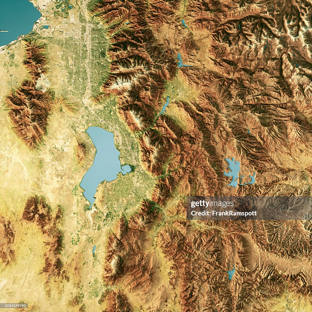 Utah Wasatch County Satellite Topographic Map 3D Render Color