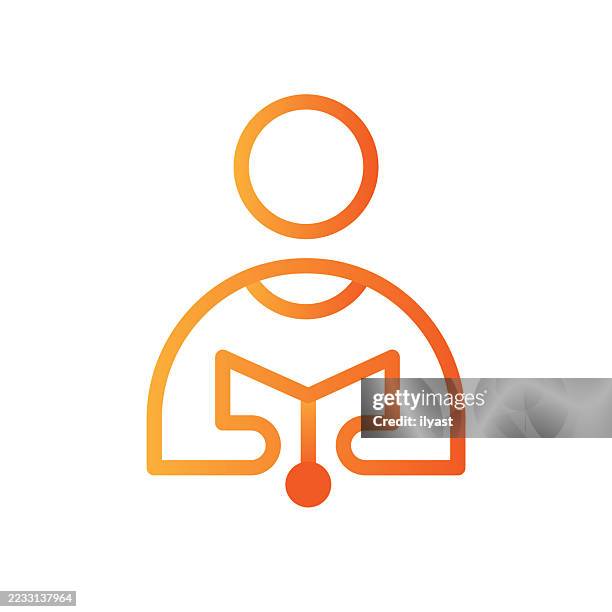 gradient line icon for education - university class raising hand stock illustrations