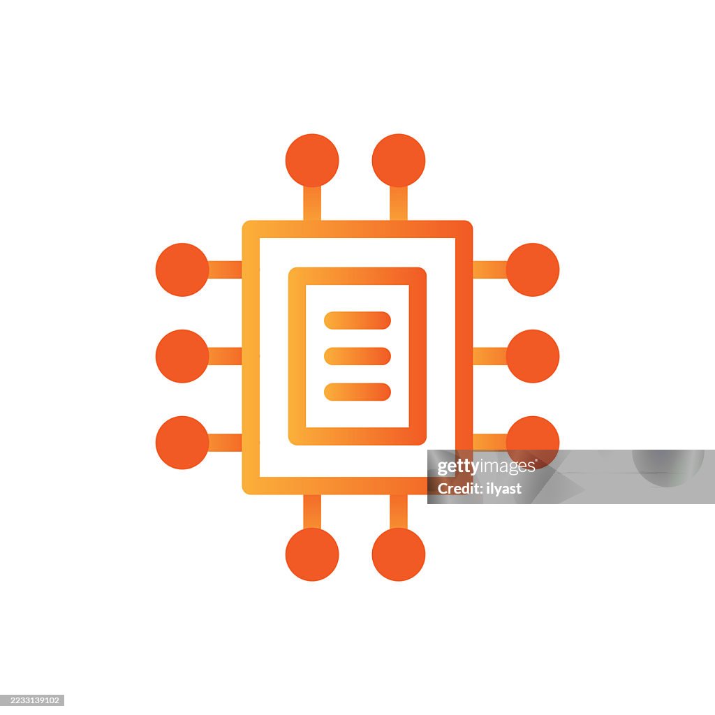 Gradient Line Icon für Computerchip