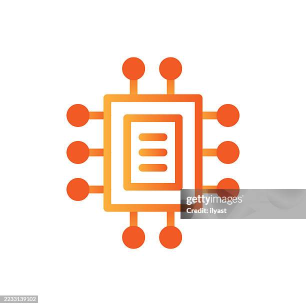 gradient line icon for computer chip - electrical engineering icon stock illustrations