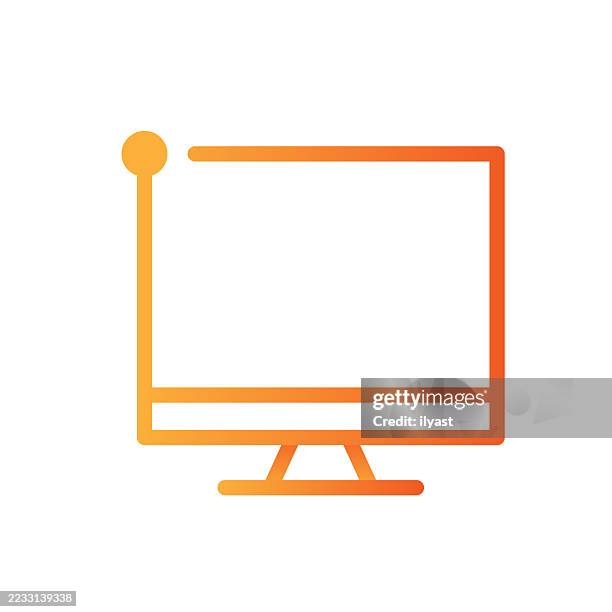 gradient line icon for computer - hands typing on computer stock illustrations