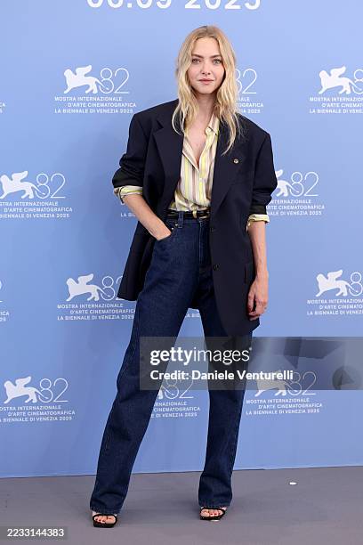 Amanda Seyfried attends "The Testament Of Ann Lee" photocall during the 82nd Venice International Film Festival on September 01, 2025 in Venice,...