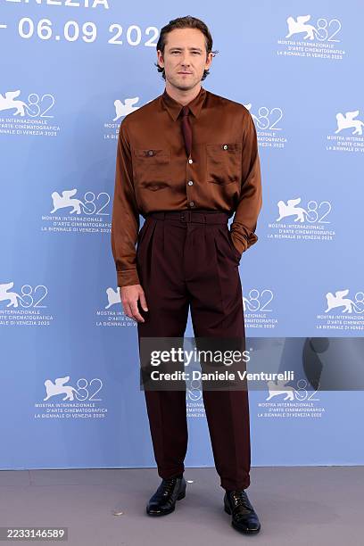 Lewis Pullman attends "The Testament Of Ann Lee" photocall during the 82nd Venice International Film Festival on September 01, 2025 in Venice, Italy.