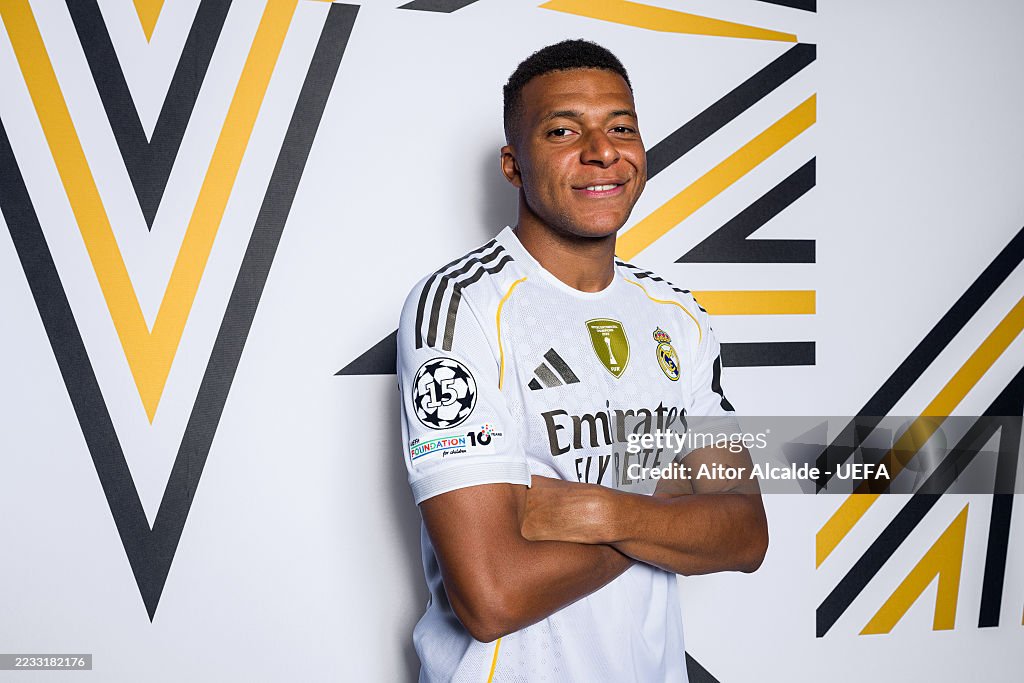 Kylian Mbappe Of Real Madrid CF Poses For A Portrait During The News kylian-mbappe-of-real-madrid-cf-poses-for-a-portrait-during-the-news