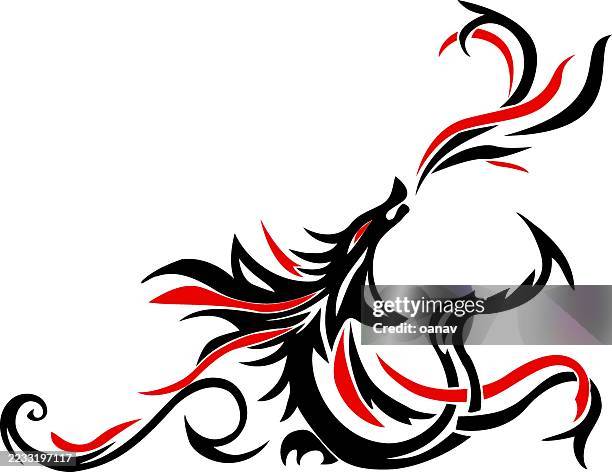 celtic dragon design - red dragon stock illustrations