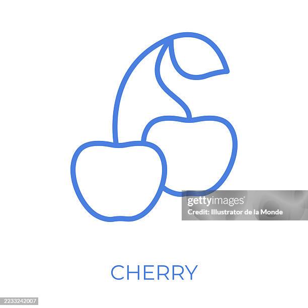 cherry editable stroke vector illustration - sour cherry stock illustrations