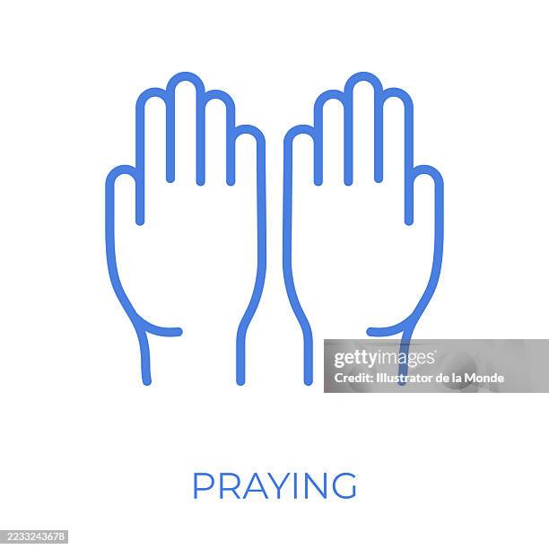 praying editable stroke vector illustration - praying hands stock illustrations