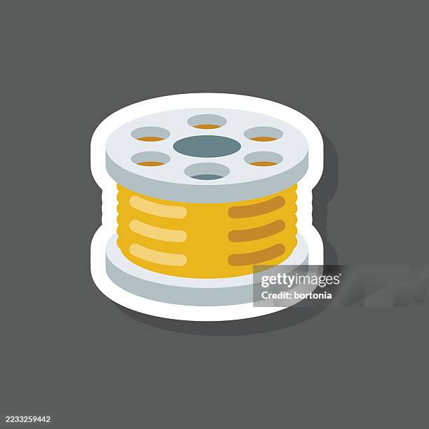 thread bobbin sewing sticker icon - thread isolated stock illustrations