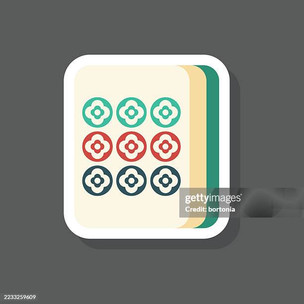 nine dots mahjong tile sticker icon - playing solitaire stock illustrations