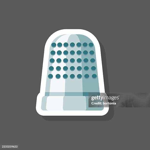 metal thimble sticker icon - thimble stock illustrations