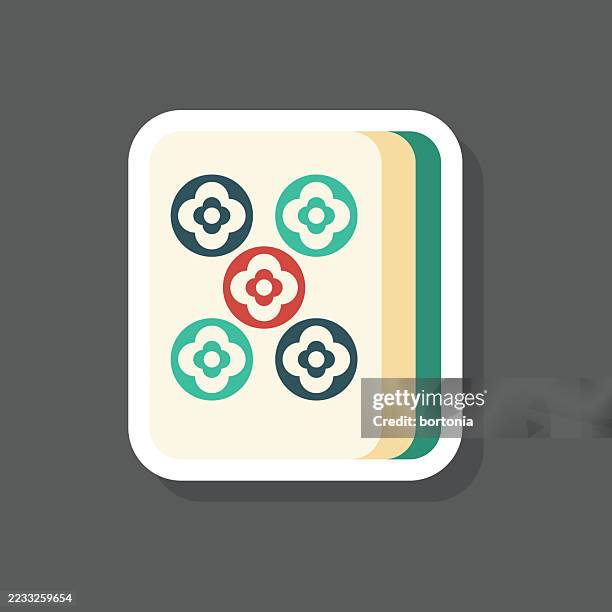 five dots mahjong tile sticker icon - playing mahjong stock illustrations