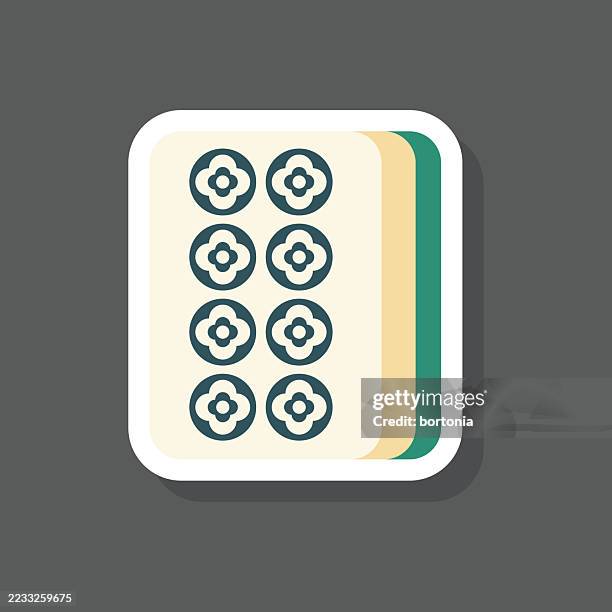 eight dots mahjong tile sticker icon - playing mahjong stock illustrations