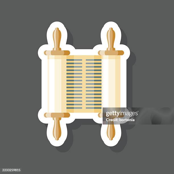 ancient scroll sticker icon - torah stock illustrations