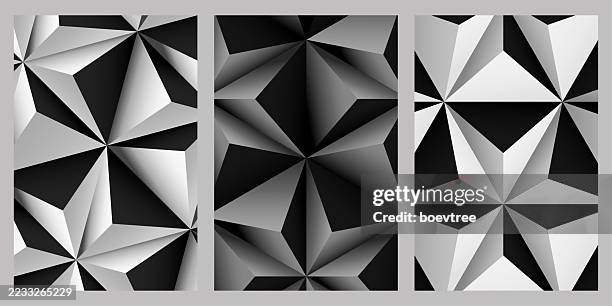 trendy brochure template layout 3d monochrome gradient polygon texture background - triangle 3d stock illustrations