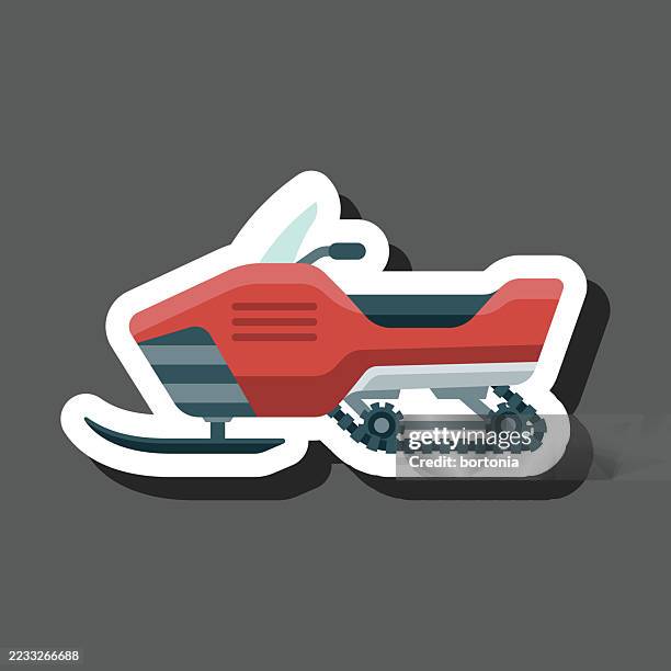 snowmobile sticker icon - snowmobiling stock illustrations