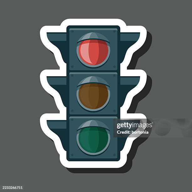 red traffic light sticker icon - intersection traffic lights stock illustrations