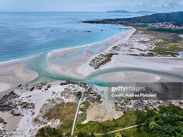 praia boca do rio beach on galicia coastline, spain - galicia stock pictures, royalty-free photos & images