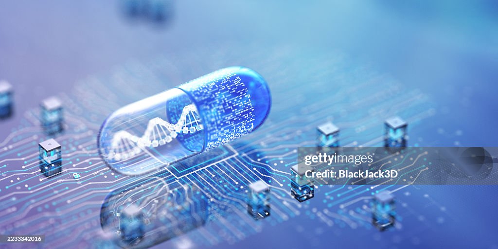 Conceptos de tecnología médica de IA. Investigación en medicina de IA. Espacio de copia