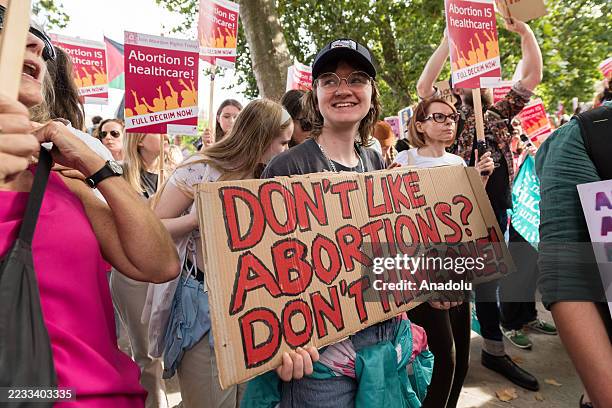 Pro-choice supporters stage a demonstration in Parliament Square to campaign for women's reproductive rights around the world as a counter-protest to...