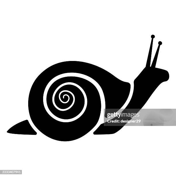 ilustraciones, imágenes clip art, dibujos animados e iconos de stock de diseño vectorial de icono de caracol - snail shell icon
